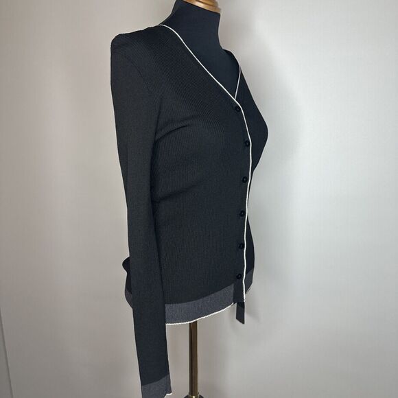 LOVE SEX MONEY Italy VINTAGE 90s Sweater Black Minimalist Stretch Top Sheer M - Picture 5 of 13